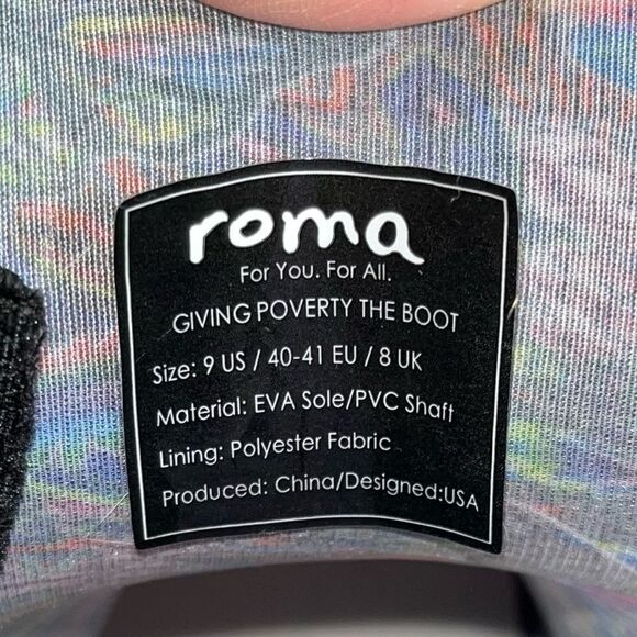 Roma Women’s Vegan Rubber Rain Boots NEW Waterproof Art22 Print Butterfly SZ 9 - Picture 13 of 14